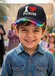 תמונה של כובע שמש מאיר - i ♡ Purim